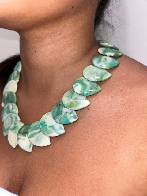 Vintage 70’s Ivorine Disc Bead Necklace