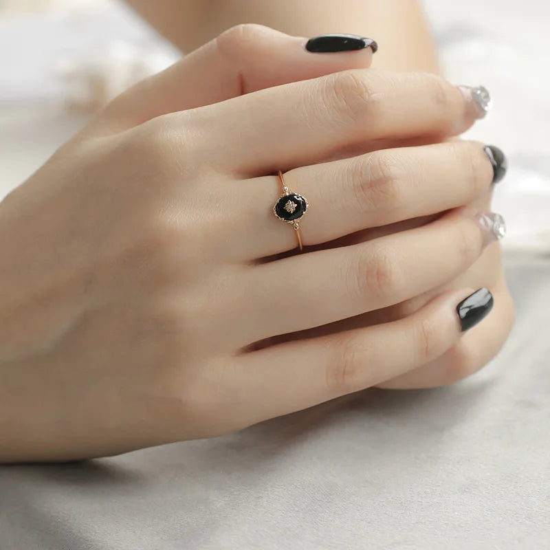 Soul Guard Black Agate Ring