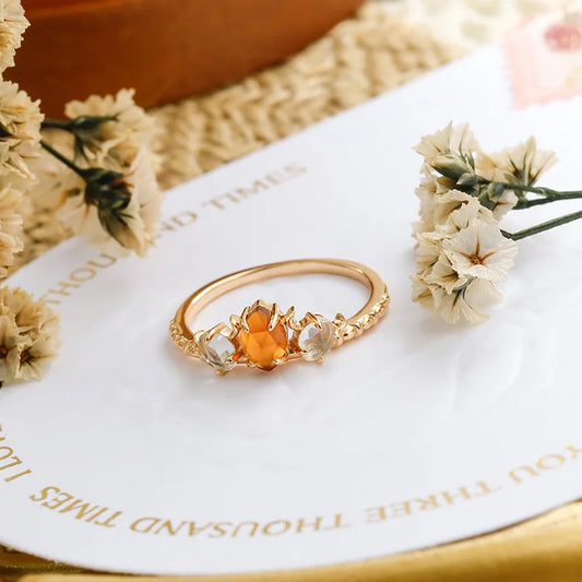 Citrus Spark Orange Garnet Ring