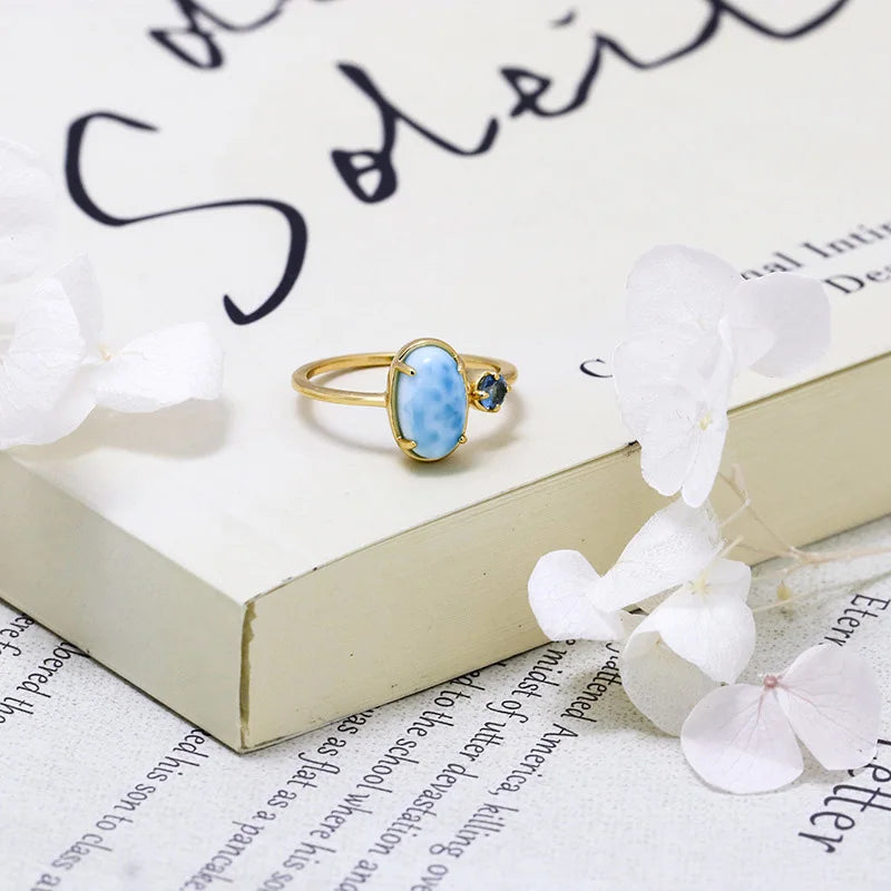 Blue Harmony Larimar & Topaz Ring