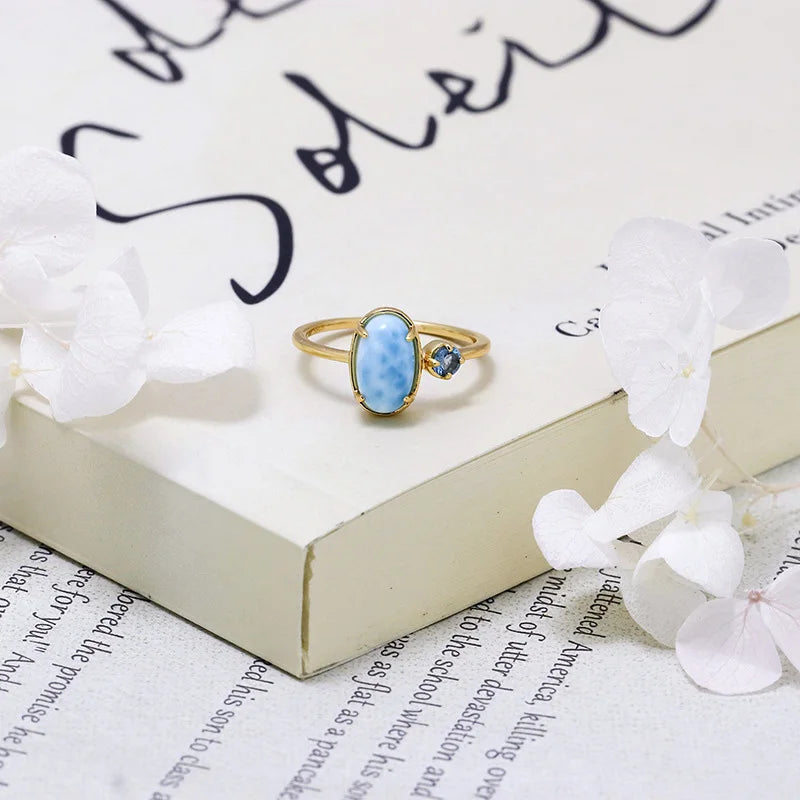Blue Harmony Larimar & Topaz Ring