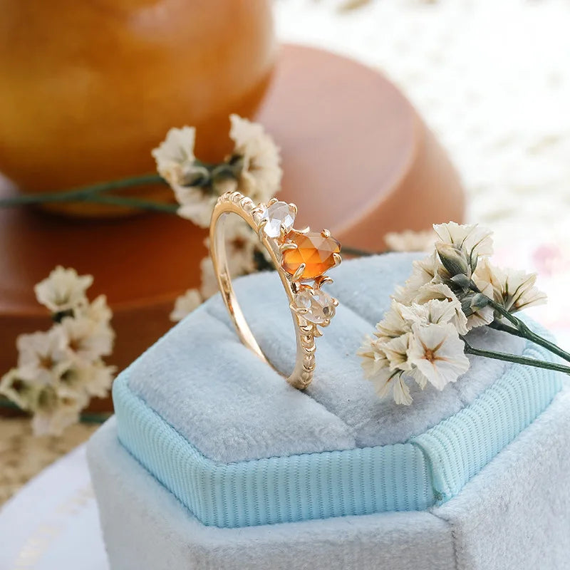 Citrus Spark Orange Garnet Ring