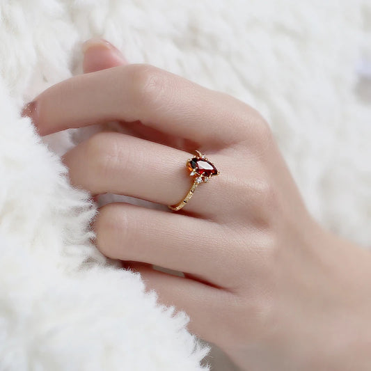 Red Bloom Garnet Ring