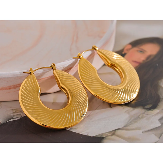 Gold Wave Hoop Earrings