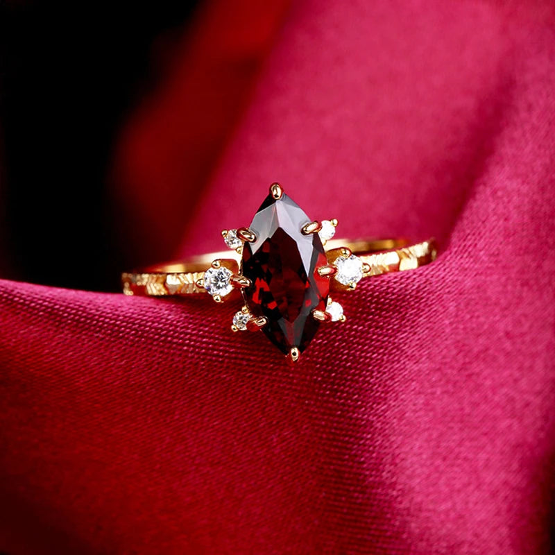 Red Bloom Garnet Ring