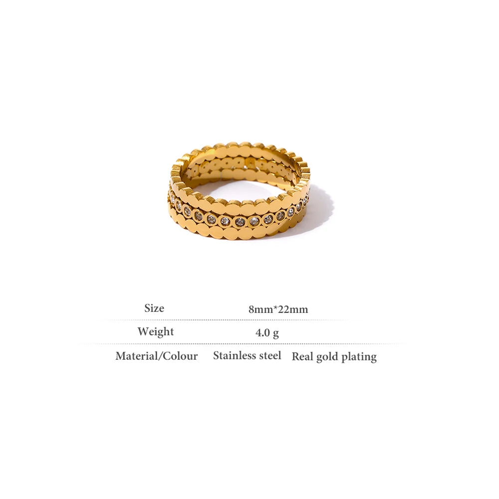Rounded Crystal Stack Ring