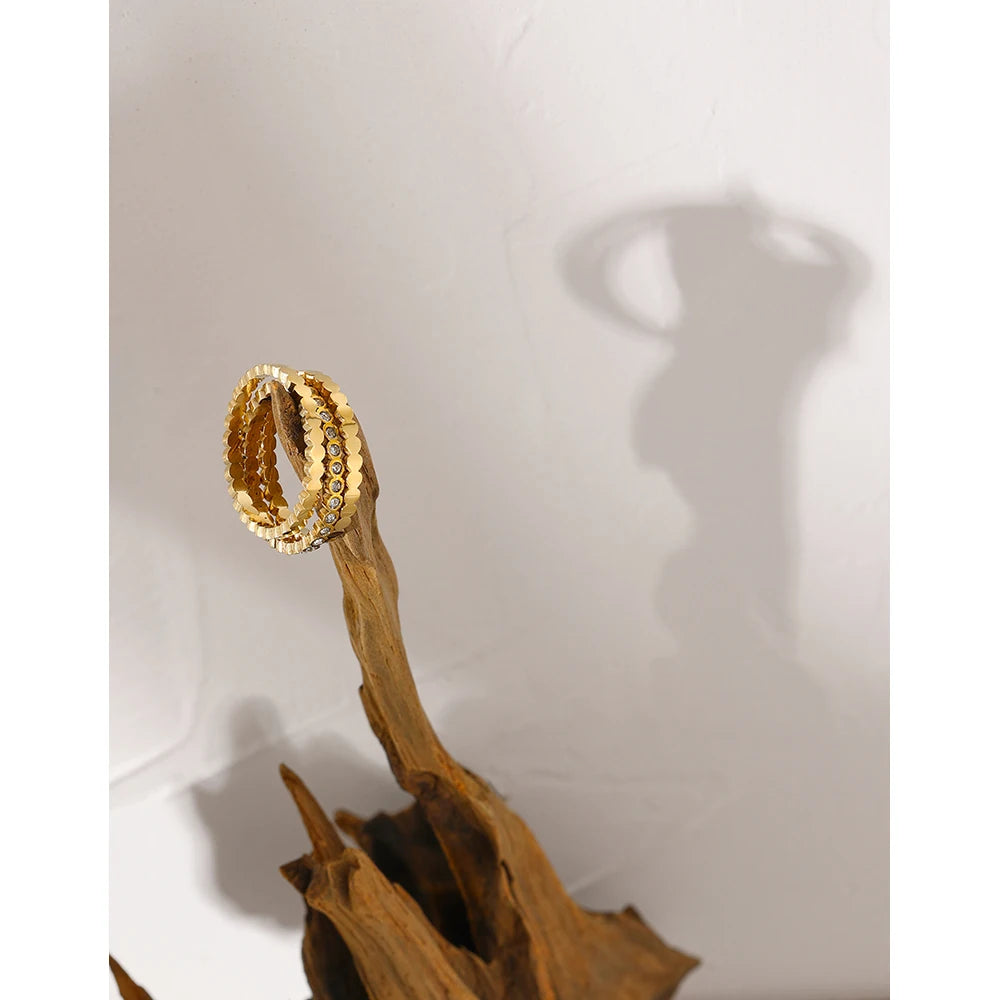 Rounded Crystal Stack Ring