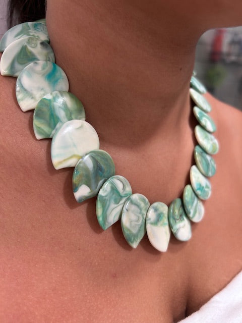 Vintage 70’s Ivorine Disc Bead Necklace