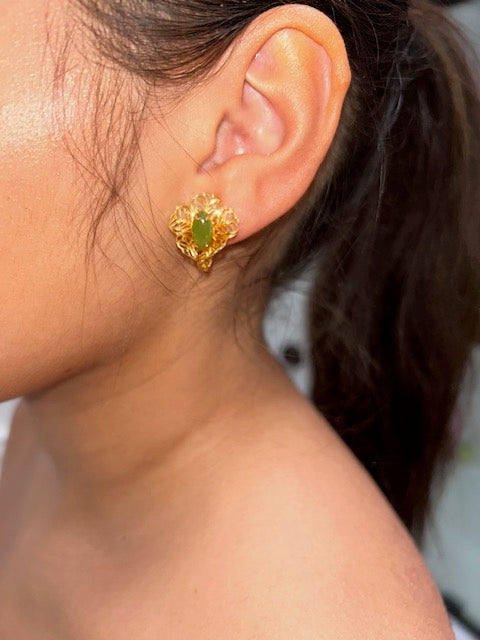 Emerald Bloom Clip-On Earrings