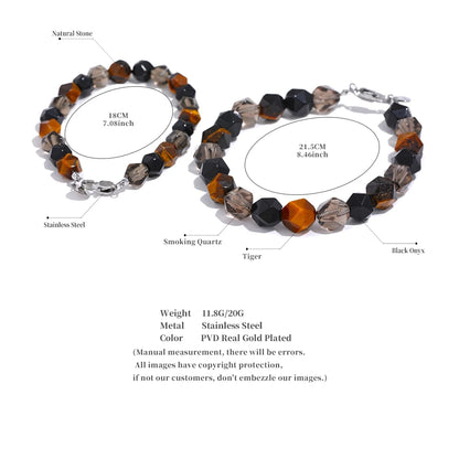 Natural Smoking Quartz Tiger Stone Beads Bracelet