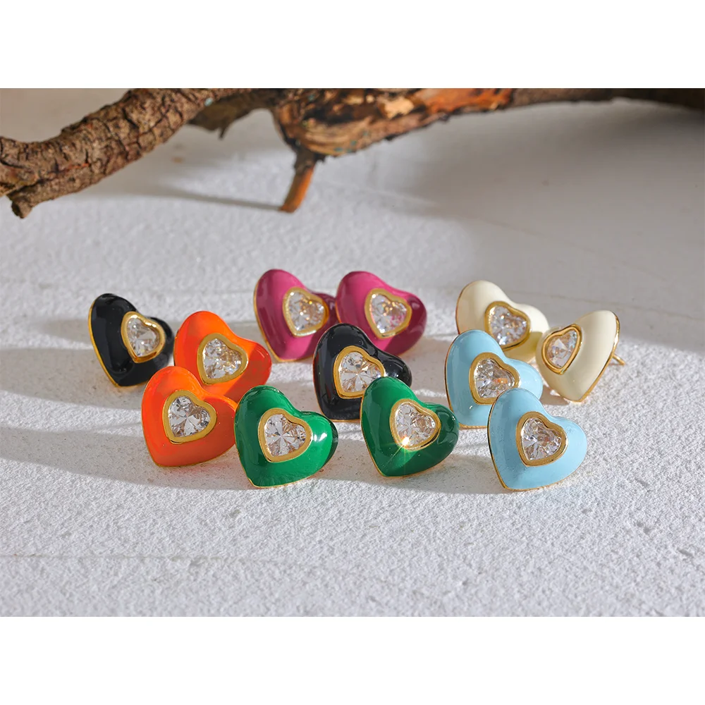 Colorful Shiny Heart Earrings