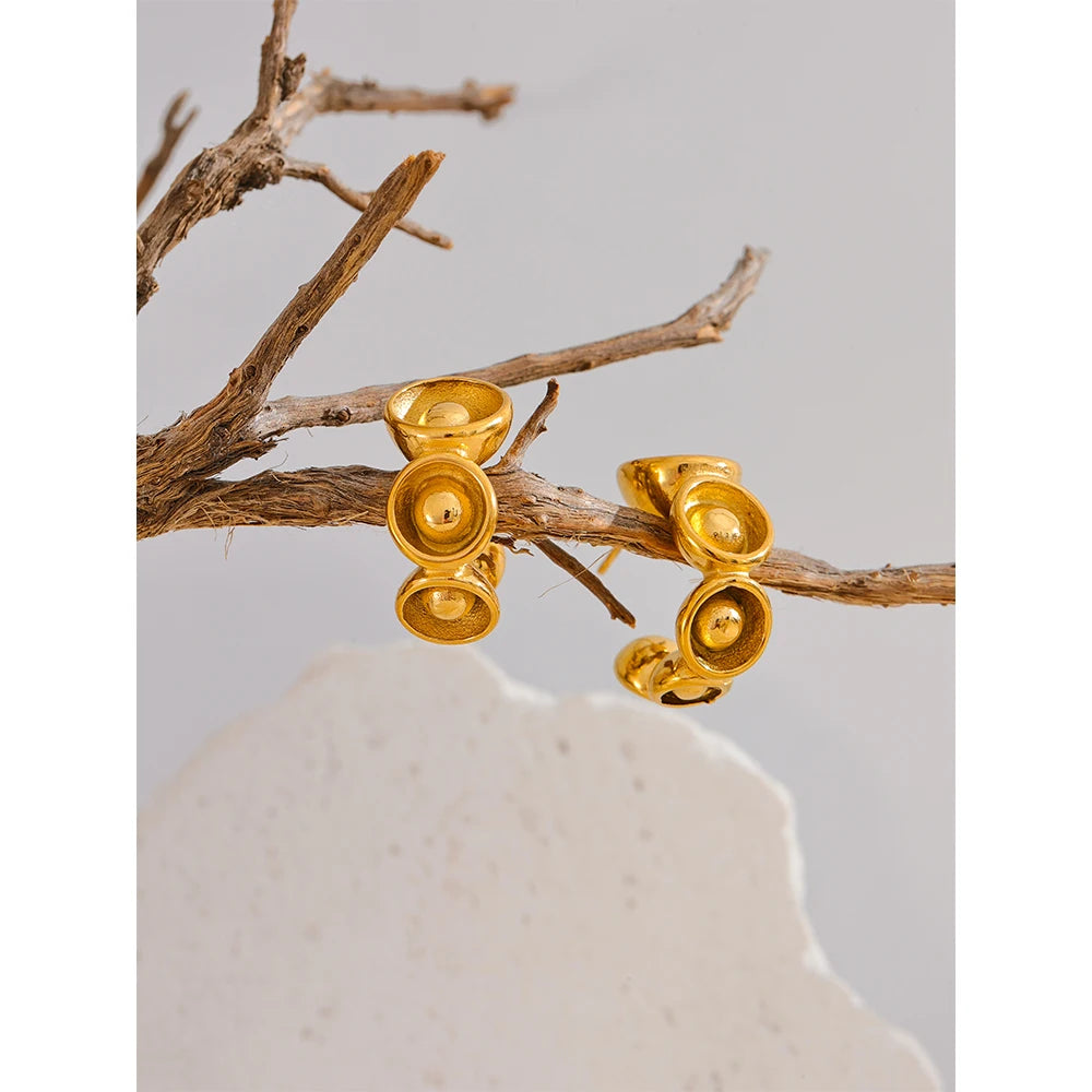 C Shape Golden Earrings