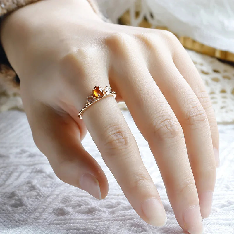 Citrus Spark Orange Garnet Ring