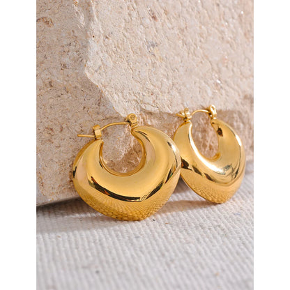 Rounded V Chunky Hoop Earrings