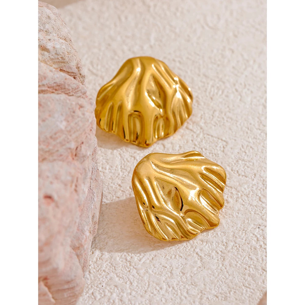 Coral Shell Stud Earrings