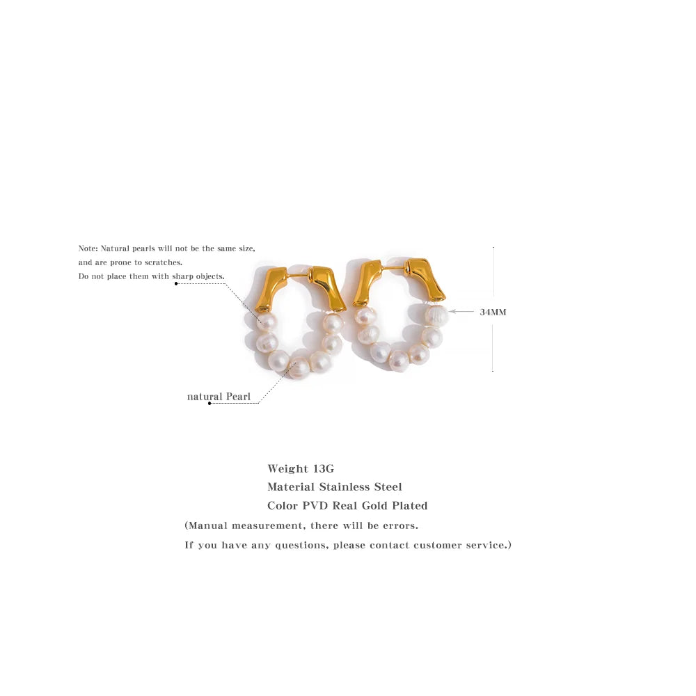 Natural Freshwater Pearl Hoop Earrings