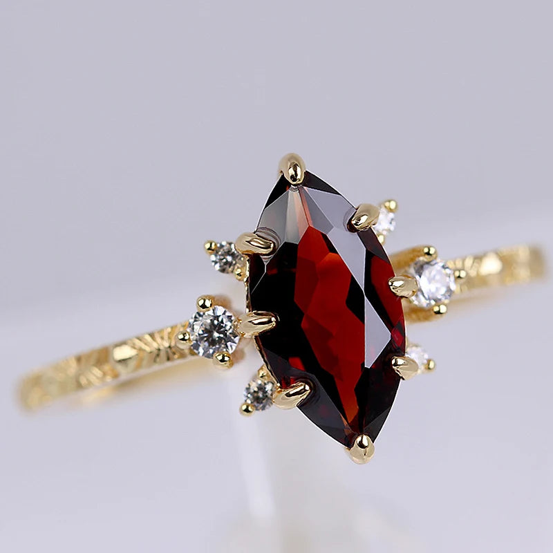 Red Bloom Garnet Ring