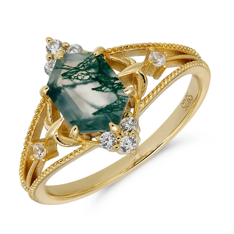 Earthly Bloom Moss Agate Ring