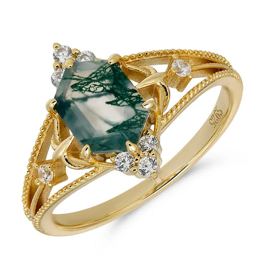 Earthly Bloom Moss Agate Ring