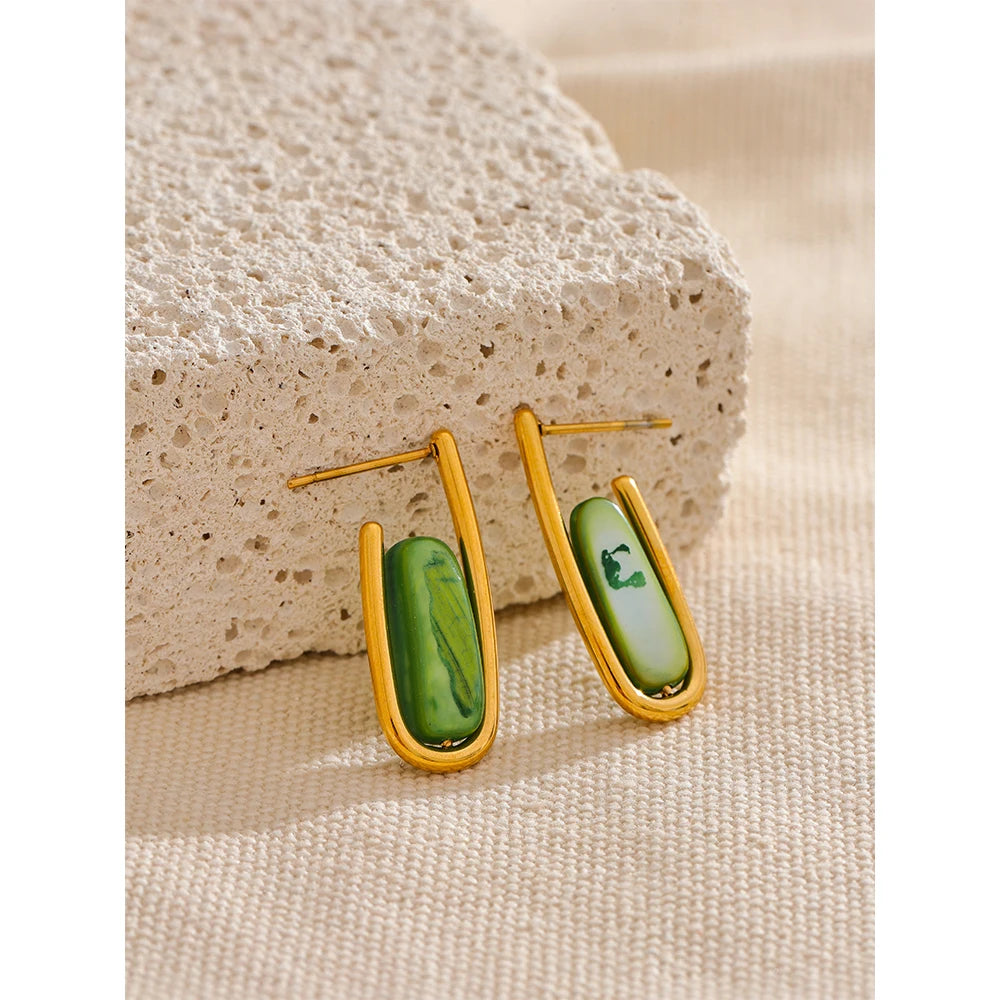 Green Shell Earrings