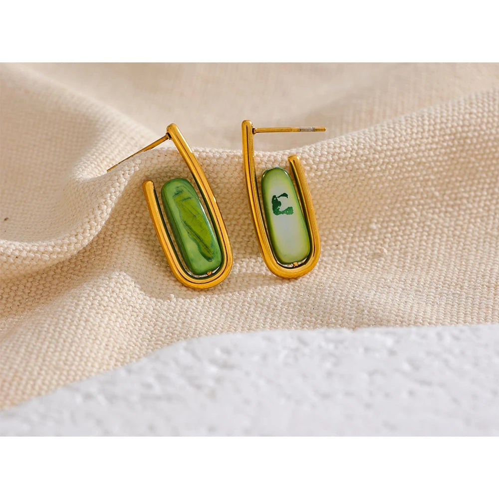 Green Shell Earrings