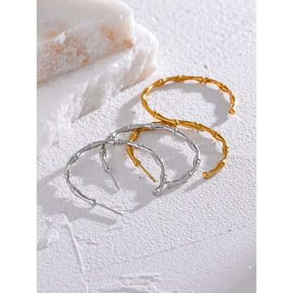 Thin Bamboo Hoop Earrings