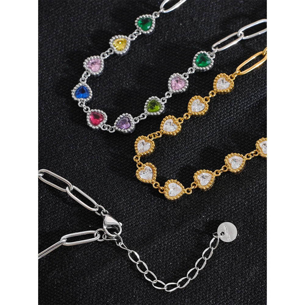 Shiny Aurora Heart Chain Collar Necklace