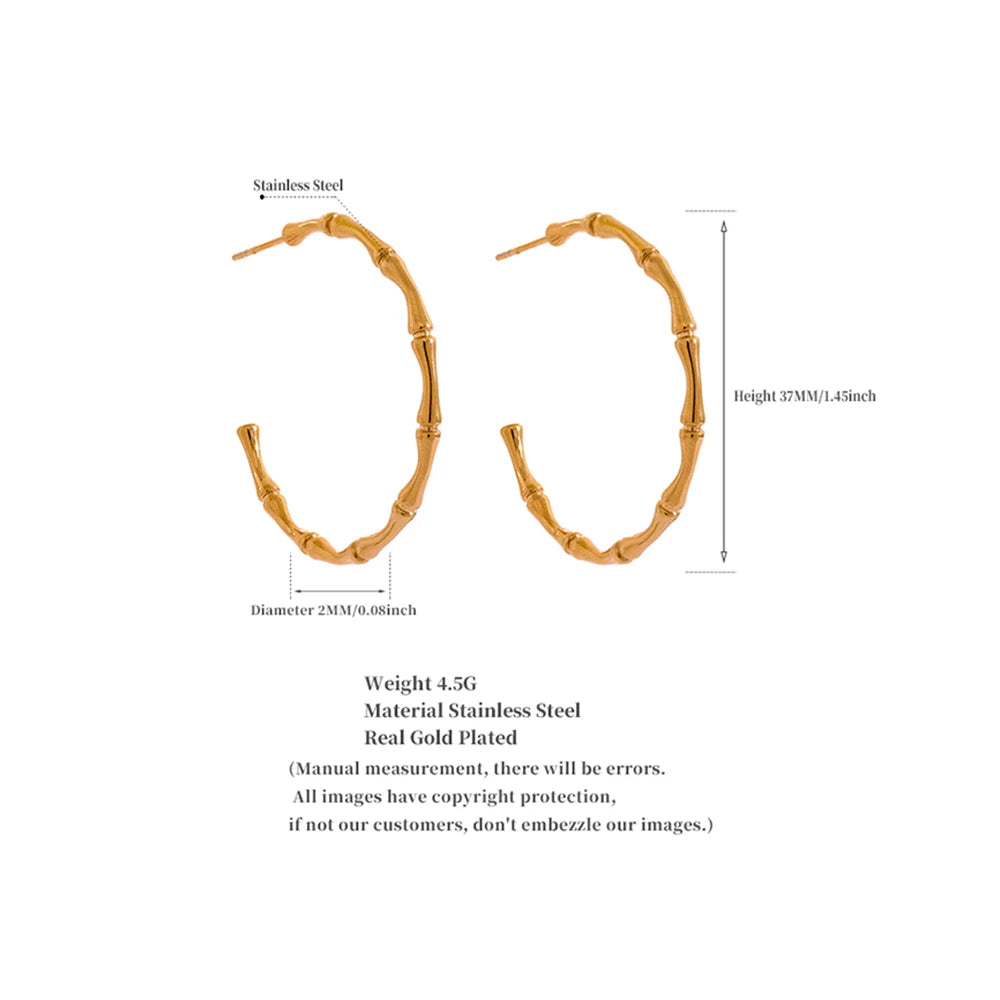 Thin Bamboo Hoop Earrings