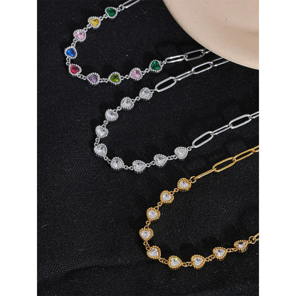 Shiny Aurora Heart Chain Collar Necklace