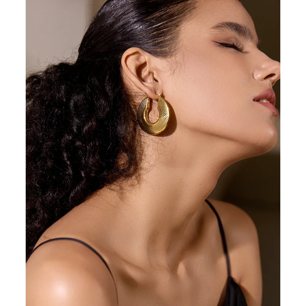 Gold Wave Hoop Earrings