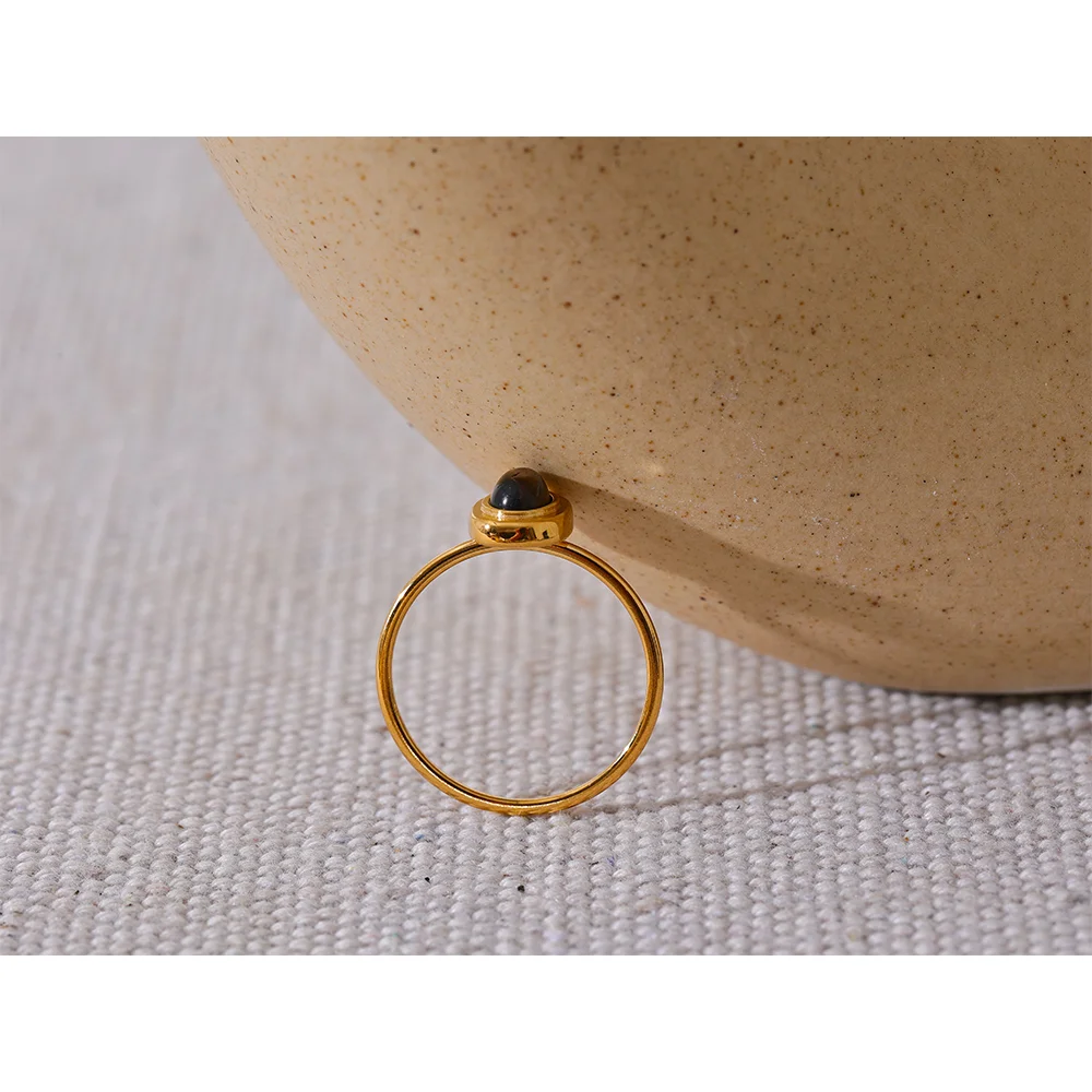 Natural Stone Oval Thin Ring