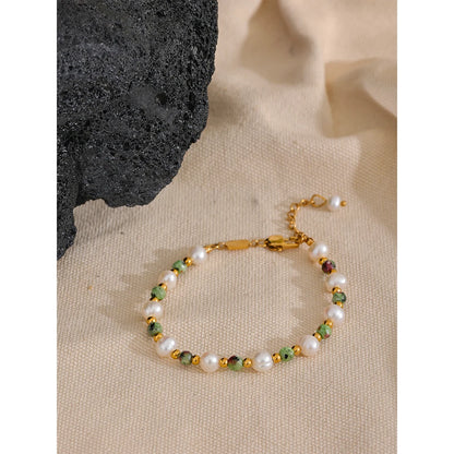 Natural Stone Freshwater Pearls Bracelet