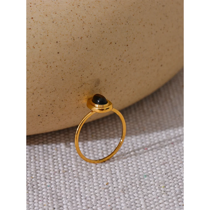 Natural Stone Oval Thin Ring