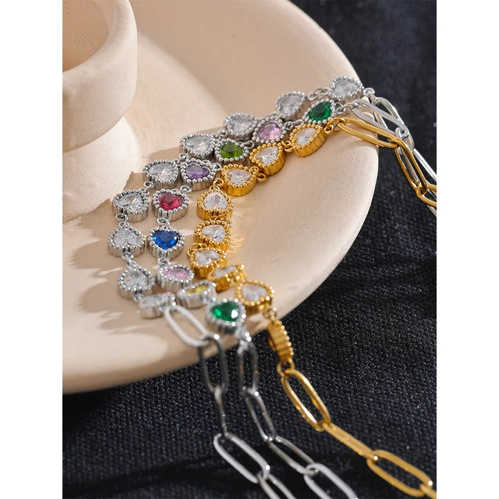 Shiny Aurora Heart Chain Collar Necklace