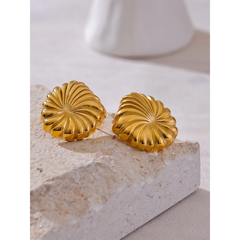 Stripe Flower Stud Earrings