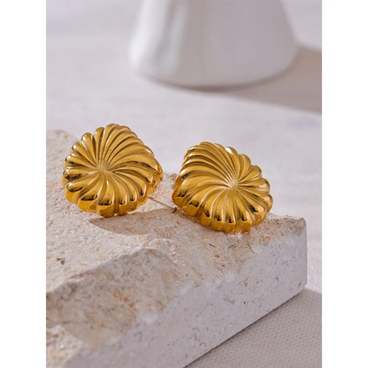 Stripe Flower Stud Earrings