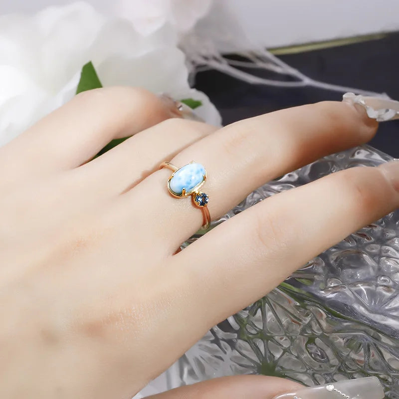 Blue Harmony Larimar & Topaz Ring