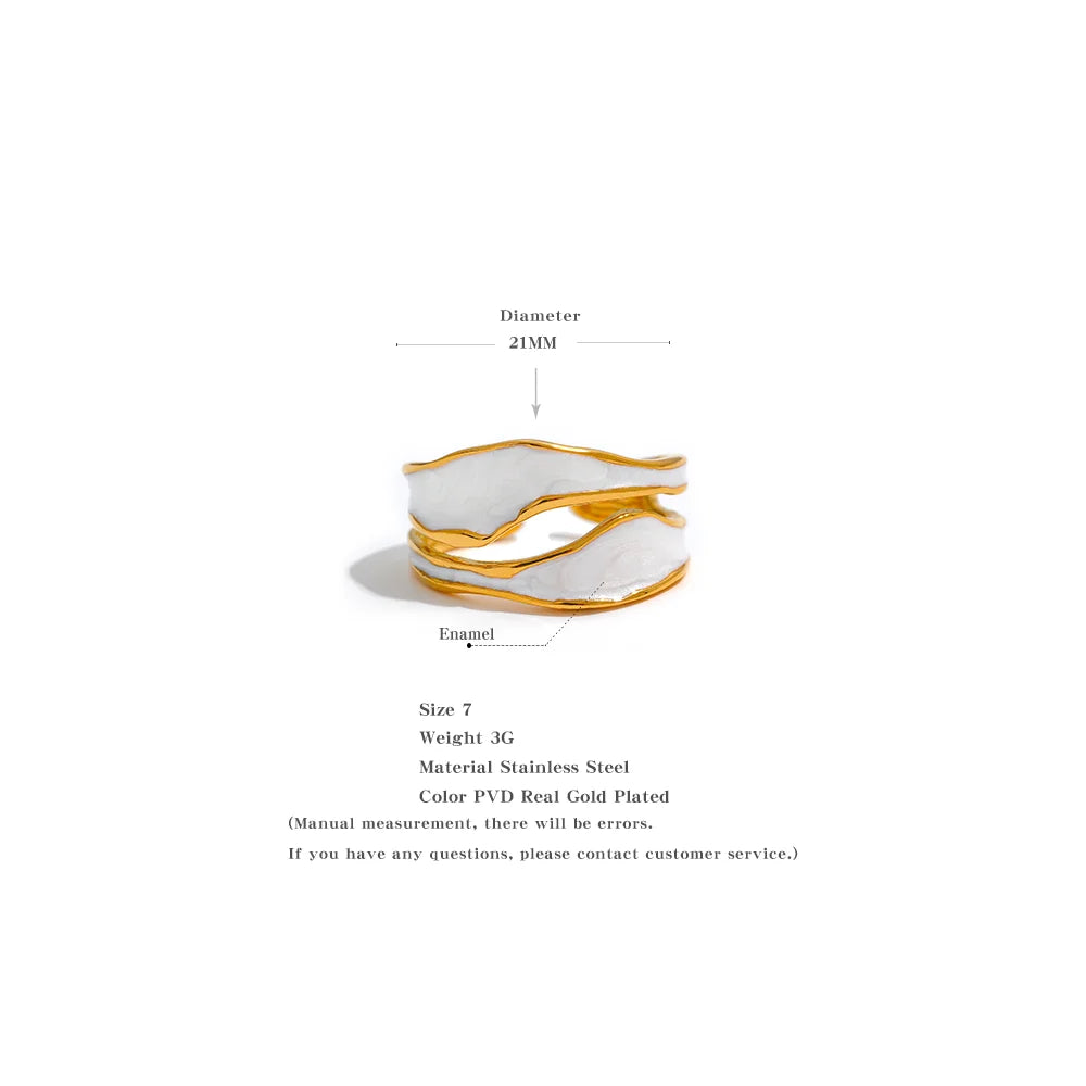 White Enamel  Irregular Open Ring