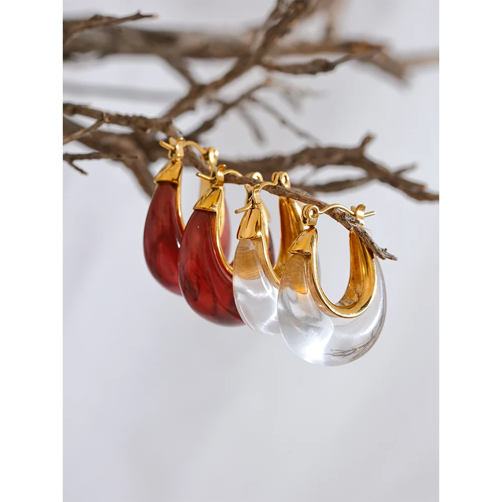 Colorful Hollow Chunky Hoop Earrings
