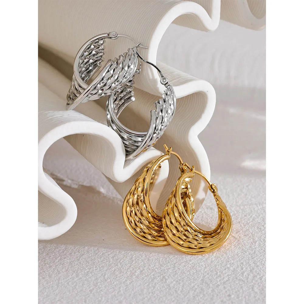 Twisted Hollow Hoop Earrings