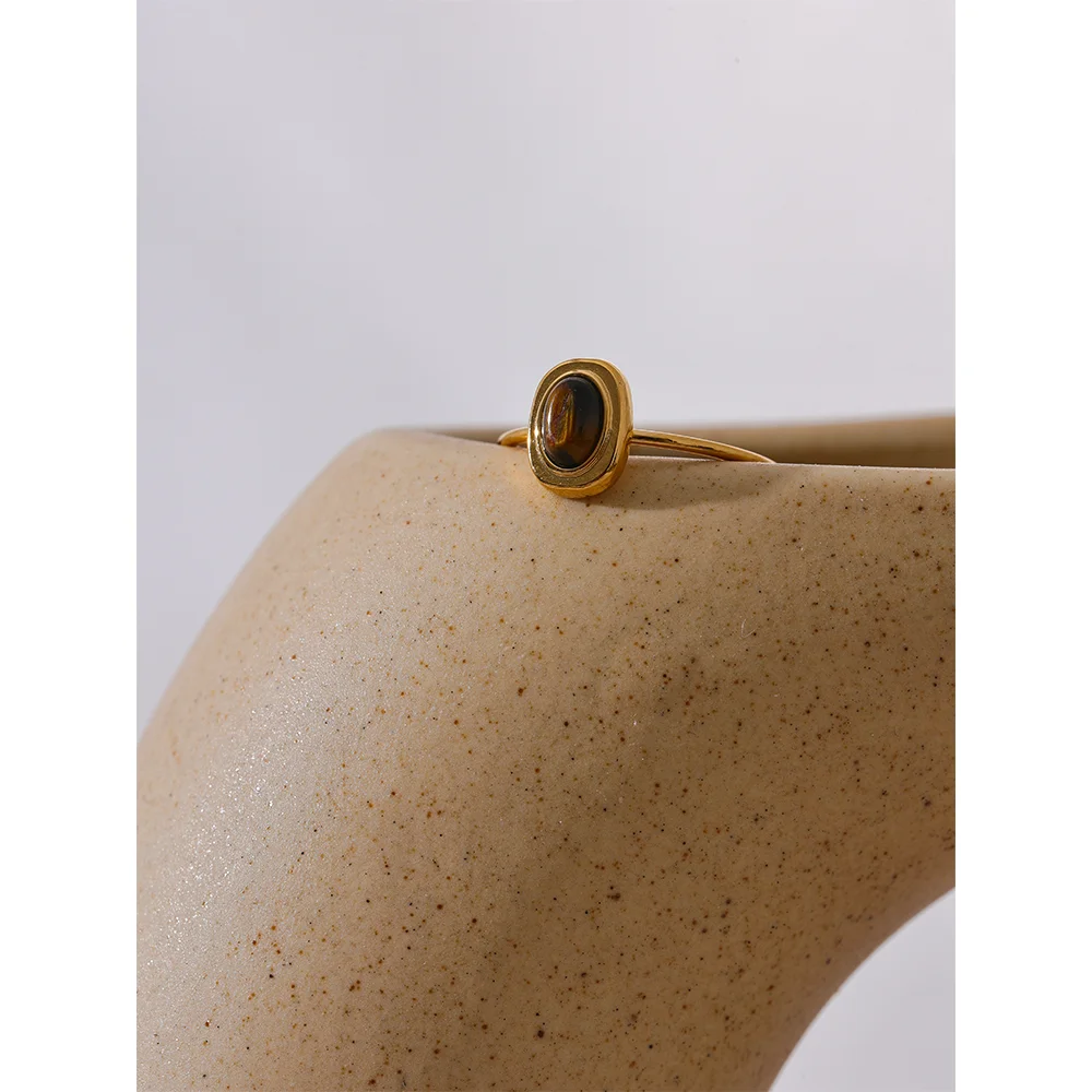 Natural Stone Oval Thin Ring