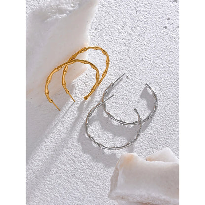 Thin Bamboo Hoop Earrings