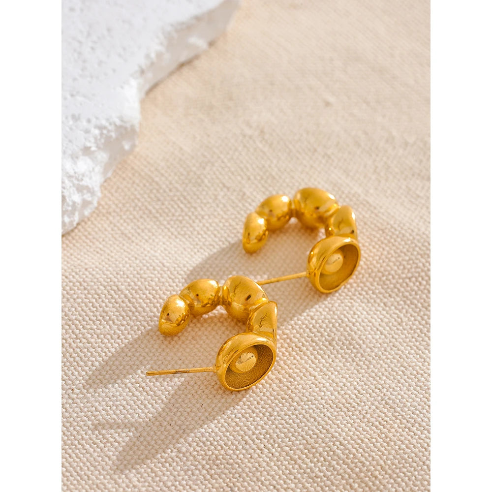 C Shape Golden Earrings