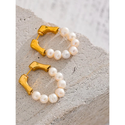 Natural Freshwater Pearl Hoop Earrings