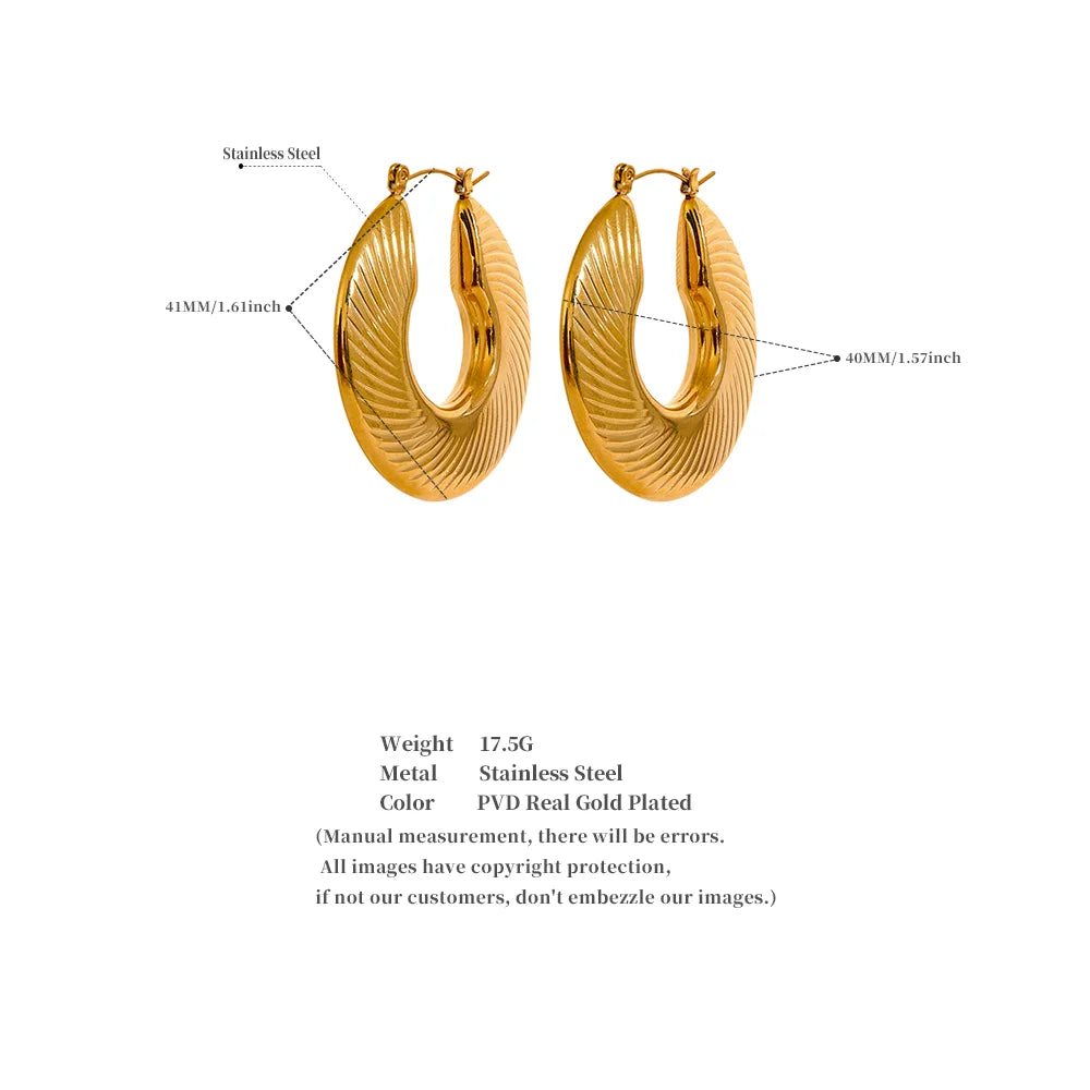 Gold Wave Hoop Earrings