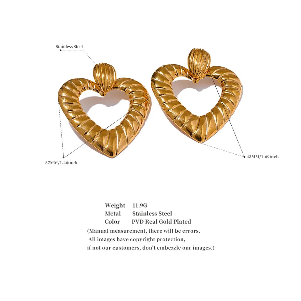 Heart Hollow Stud Earrings