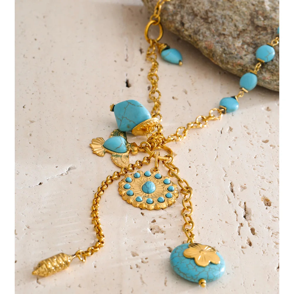Turquoise Tide Charm Necklace