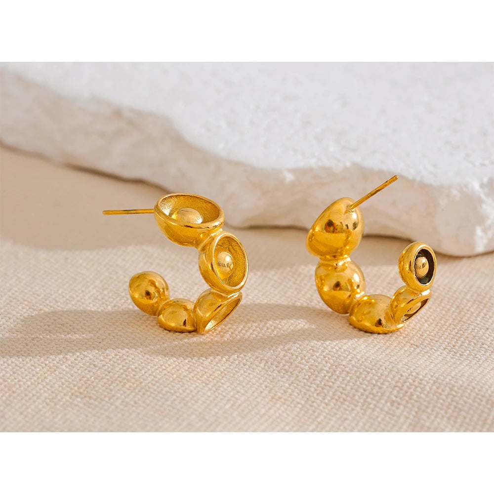 C Shape Golden Earrings