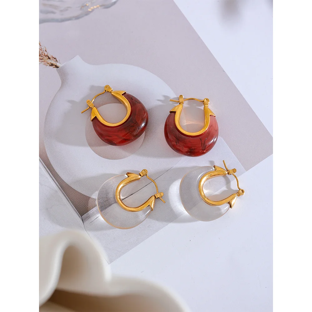 Colorful Hollow Chunky Hoop Earrings