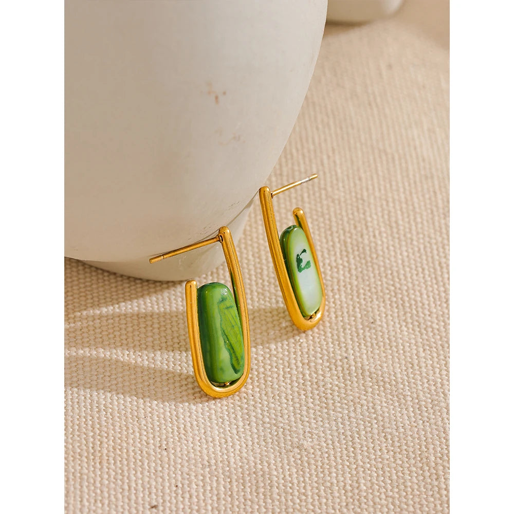 Green Shell Earrings